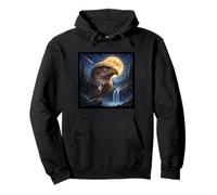 Majestic Eagle Under the Moonlight Sky Nature Scene Pullover Hoodie
