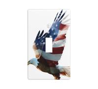 Majestic Eagle Waving American Flag Light Switch Cover Decorative Single Toggle 1 Gang Wall Plate for Kitchen Farmhouse Bedroom Bathroom Art Decor