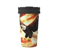 Majestic Eagles Soar Above The Banner Insulated Coffee Mug with Lid, Leak-Proof Stainless Steel Travel Tumbler