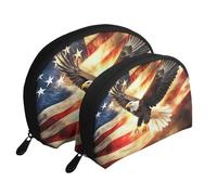Majestic Eagles Soar Above The Banner Printed Makeup Bags 2-Piece Portable Shell Travel Toiletry Bag