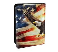 Majestic Eagles Soar Above The Banner Printed Passport Holder,Travel Pu Leather Passport Cover Case Organiser for Men Women,6.5 Inch