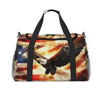 Majestic Eagles Soar Above The Banner Waterproof Weekender Bags Duffel Bag Large Carry On Hand Luggage Bags Foldable Tote Bag for Travel Sports Gym Dance