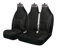 Majestic Elegant Luxury Van Seat Covers Set Single Drivers And Double Passengers - Grey Quilted Diamond Piping - Compatible With: PEUGEOT BOXER VAN (2019)