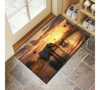Majestic Elephant Door Mats Indoor, 60 x 90 cm Non Slip Dirt Trapper Washable Doormats African River Entrance Rug Super Absorbent Floor Mat for Front Back Door, Pets and Dogs, Yellow-Brown