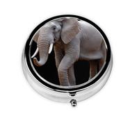 Majestic Elephant Mini Round Pill Box, can be Put into Wallet, Pocket, Light and Convenient, 3 Compartment Pill Box, Portable Pill Box,