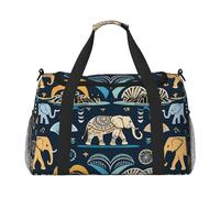 Majestic Elephant Print Travel Duffel Bag for Men & Women, Foldable Travel Bags and Spacious Weekender Tote Bag for Storage Toiletry Luggage Personal Item, Black, L