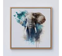 Majestic Elephant Splashart Framed Canvas Warren Reed - Designer Light Brown W30 inch x H30 inch
