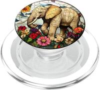 Majestic Elephant Surrounded By Flowers Artwork PopSockets PopGrip for MagSafe