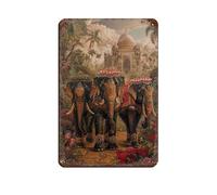 Majestic Elephants of India Retro Poster Metal Tin Sign Chic Art Retro Iron Painting Bar People Cave Cafe Family Garage Poster Wall Decoration 8x12inch(20x30cm)