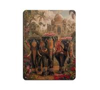 Majestic Elephants of India Tin Sign Vintage Metal Pub Club Cafe Bar Home Wall Art Decoration Poster Retro 12x16inch(30x40cm)