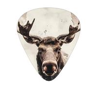 Majestic Elk Head Wzywhj Prints Abs Guitar Picks 12 Piece, Easy Grip Uke Picks For Your Bass, Ukulele, Acoustic Or Electric Guitar