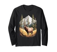 Majestic Elk Mountain Forest Wilderness Nature Scene Long Sleeve T-Shirt