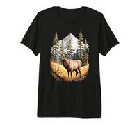 Majestic Elk Mountain Forest Wilderness Nature Scene Premium T-Shirt
