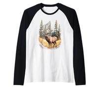 Majestic Elk Mountain Forest Wilderness Nature Scene Raglan Baseball Tee