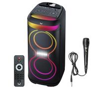Majestic FIRE 38 - Wireless Audio 5.3 Speaker, Multicolor 6 Effects LED Lights, USB/Micro SD/AUX/Mic Inputs, TWS, Rechargeable Battery, Remote Control and Wired Microphone Included