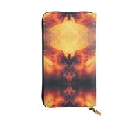 Majestic Flame Bird Printed leather wallet, 7.5 x 4.1-inch long credit card holder, portable travel cash wallet