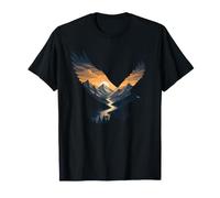 Majestic Flying Eagle Sunset Mountain River Nature T-Shirt