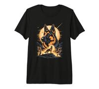 Majestic German Shepherd Moon Desert Night Premium T-Shirt