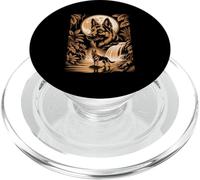 Majestic German Shepherd Moon Forest Waterfall Night PopSockets PopGrip for MagSafe