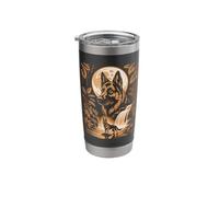 Majestic German Shepherd Moon Forest Waterfall Night Stainless Steel Insulated Tumbler