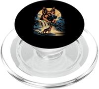Majestic German Shepherd Under Moon Waterfall Scene PopSockets PopGrip for MagSafe