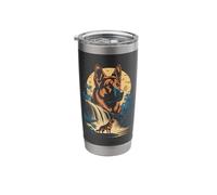 Majestic German Shepherd Under Moon Waterfall Scene Stainless Steel Insulated Tumbler
