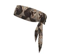 Majestic Giant Wolf Printed Sports Headband, Double-Sided with Ties, Versatile for Jogging, Cycling, or Exercising.
