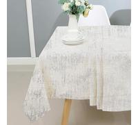 Majestic Giftware Jacquard Tablecloth for Rectangle Tables (TBEWH-5490) | Bermuda - Elegant Design Dining Table Cover White | Soft Washable Decorative Tablecloth for Home, Kitchen and Home