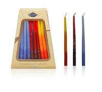 Majestic Giftware Multicolor Hanukkah Candles - CP15 | 45 Dripless Handcrafted Chanukah Candles for All 8 Nights of Hanukkah | Manufactured by Safed Candle Company in Israel (Blue/Red/Orange)