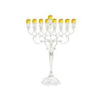 Majestic Giftware Silver-Plated Chanukah Oil Menorah - Classic Design (MN-HA140) | Fits Standard Chanukah Oil Cups and Large Candles | Durable & Long-Lasting Quality | Hanukkah Menorah - 13.5” High
