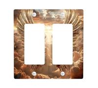 Majestic Golden Angel Wings Light Switch Cover Plates/Outlet Covers, Heavenly Design for Wall Decor, Thermoplastic Wall Plates, Standard Size Double Rocker