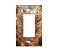 Majestic Golden Angel Wings Light Switch Cover Plates/Outlet Covers, Heavenly Design for Wall Decor, Thermoplastic Wall Plates, Standard Size Single Rocker