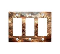 Majestic Golden Angel Wings Light Switch Cover Plates/Outlet Covers, Heavenly Design for Wall Decor, Thermoplastic Wall Plates, Standard Size 3 Gang Wall Plate