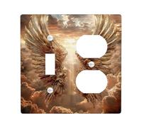 Majestic Golden Angel Wings Light Switch Cover Plates/Outlet Covers, Heavenly Design for Wall Decor, Thermoplastic Wall Plates, Standard Size Toggle Duplex