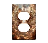Majestic Golden Angel Wings Light Switch Cover Plates/Outlet Covers, Heavenly Design for Wall Decor, Thermoplastic Wall Plates, Standard Size Single Duplex Outlet