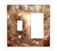 Majestic Golden Angel Wings Light Switch Cover Plates/Outlet Covers, Heavenly Design for Wall Decor, Thermoplastic Wall Plates, Standard Size Toggle Rocker