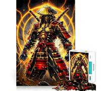Majestic Golden Samurai Teenagers 1000 Pieces Puzzle FreeTime Game Vivid Print Fun Challenge Christmas Surprise (50x75cm)