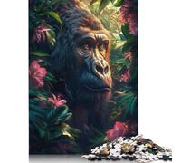 Majestic Gorilla in Jungle Jigsaw Puzzles Puzzles for Adults Kids. 1000 Piece Whimsical Challenge Toy Educational Games Home Decoration for Educational Games Gifts 1000pcs (75x50cm)