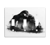 Majestic Gorillas Light Switch Cover Plates/Outlet Covers, Black Forest Wildlife Theme for Nature Decor, Thermoplastic Wall Plates, Standard Size Triple Toggle