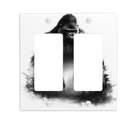 Majestic Gorillas Light Switch Cover Plates/Outlet Covers, Black Forest Wildlife Theme for Nature Decor, Thermoplastic Wall Plates, Standard Size Double Rocker