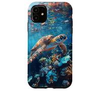 Majestic Green Sea Turtle Gliding Over Vibrant Coral Reef Case for iPhone 11