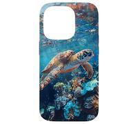 Majestic Green Sea Turtle Gliding Over Vibrant Coral Reef Case for iPhone 14 Pro