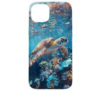 Majestic Green Sea Turtle Gliding Over Vibrant Coral Reef Case for iPhone 15 Plus