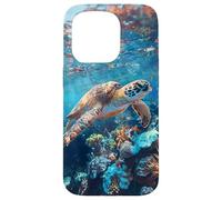 Majestic Green Sea Turtle Gliding Over Vibrant Coral Reef Case for iPhone 15 Pro