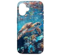 Majestic Green Sea Turtle Gliding Over Vibrant Coral Reef Case for iPhone 16