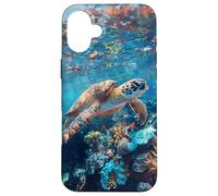 Majestic Green Sea Turtle Gliding Over Vibrant Coral Reef Case for iPhone 16 Plus