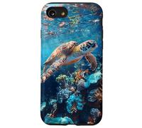 Majestic Green Sea Turtle Gliding Over Vibrant Coral Reef Case for iPhone SE (2020) / 7/8