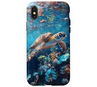 Majestic Green Sea Turtle Gliding Over Vibrant Coral Reef Case for iPhone X/XS