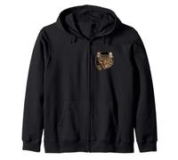 Majestic Highlander Cat Amber Eyes Peeking Through Zip Hoodie