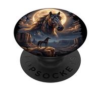 Majestic Horse Full Moon Desert Canyon Night Horse Lover PopSockets Adhesive PopGrip